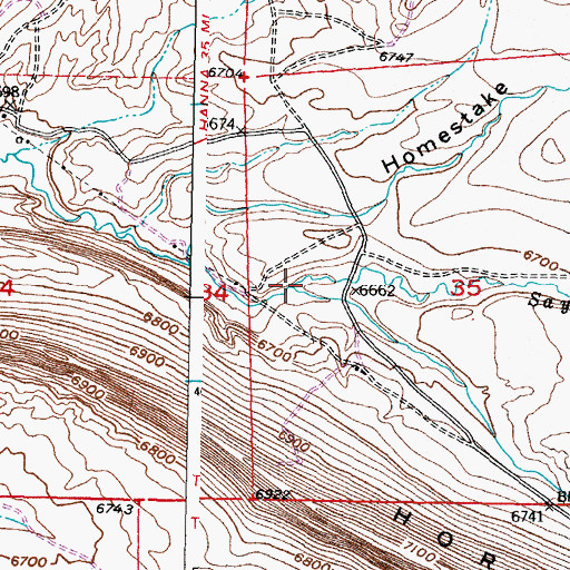 Topographic Map of Caton Creek, WY