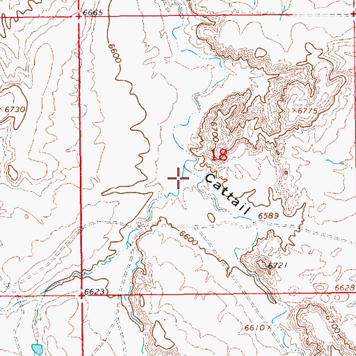 Topographic Map of Cattail Draw, WY