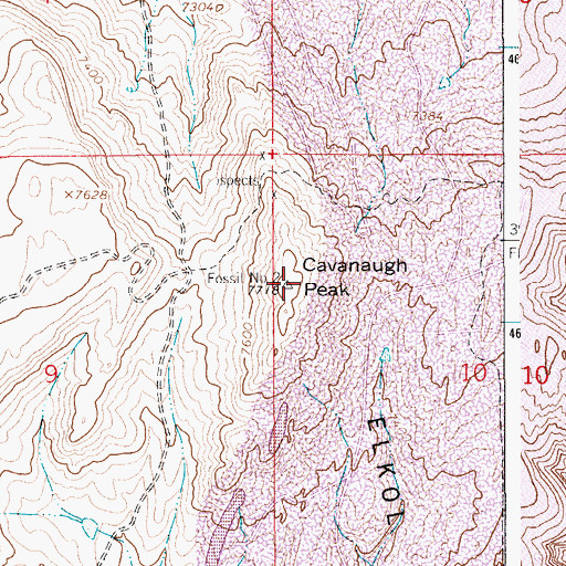 Topographic Map of Cavanaugh Peak, WY