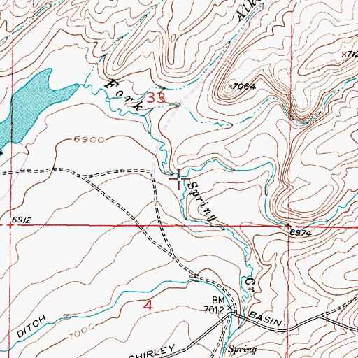 Topographic Map of Cave Creek, WY