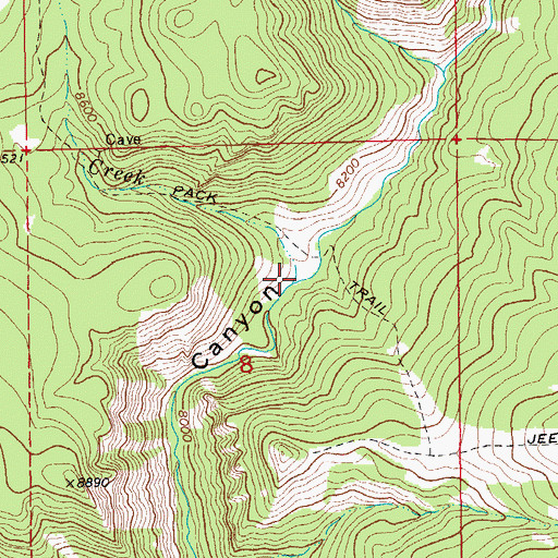 Topographic Map of Cave Creek, WY