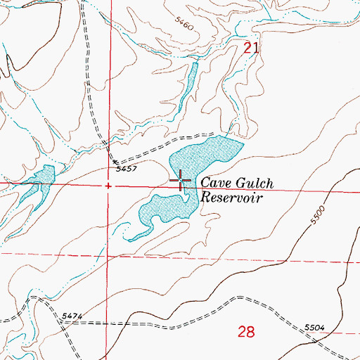 Topographic Map of Cave Gulch Reservoir, WY