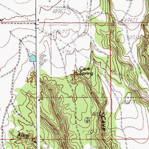 Topographic Map of Cave Spring, WY