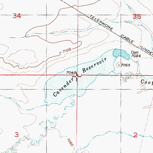 Topographic Map of Cavender Reservoir, WY