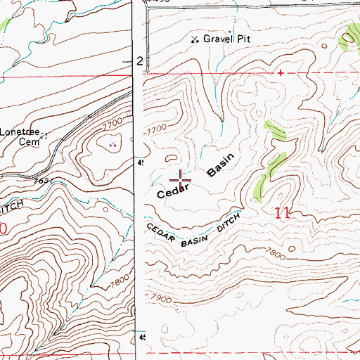 Topographic Map of Cedar Basin, WY