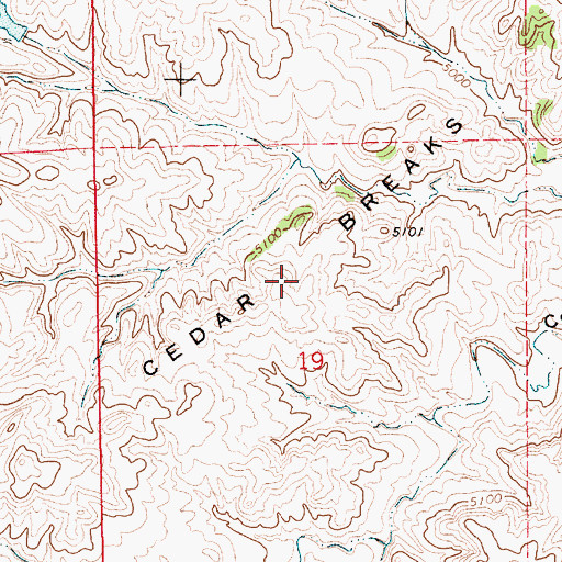 Topographic Map of Cedar Breaks, WY