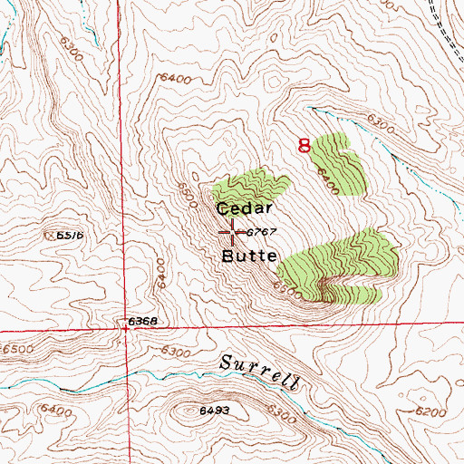 Topographic Map of Cedar Butte, WY