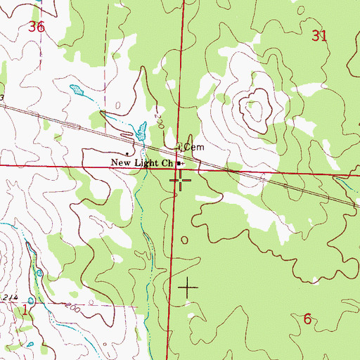 Topographic Map of New Light Cemetery, AL