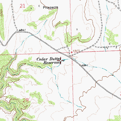Topographic Map of Cedar Buttes Reservoir, WY