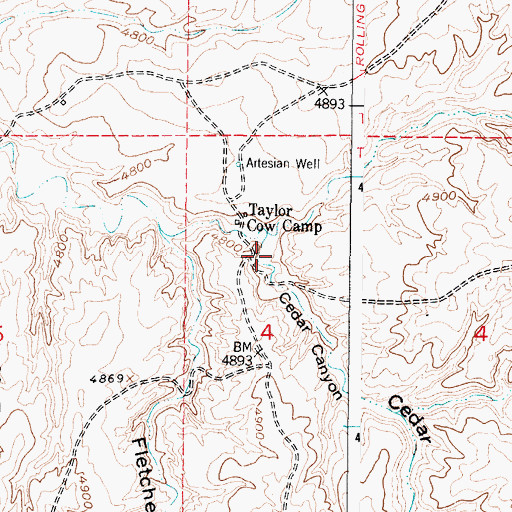 Topographic Map of Cedar Canyon, WY