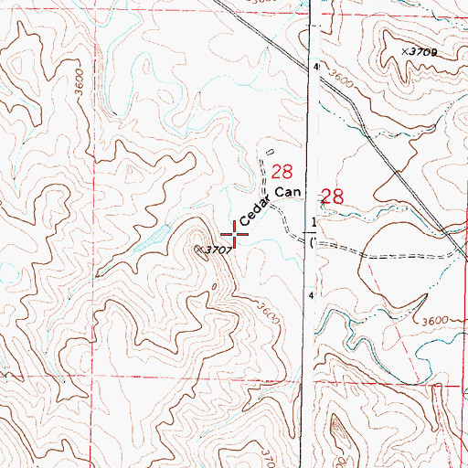 Topographic Map of Cedar Canyon, WY