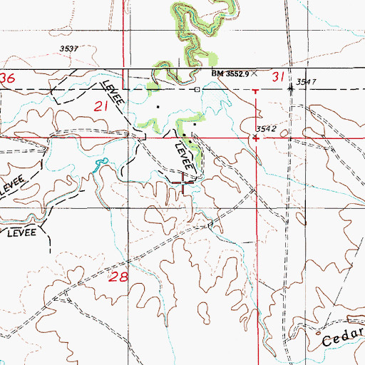 Topographic Map of Cedar Creek, WY