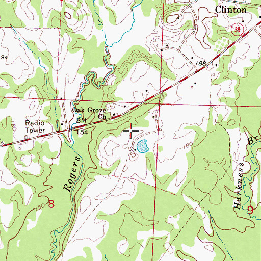 Topographic Map of Oak Grove Cemetery, AL