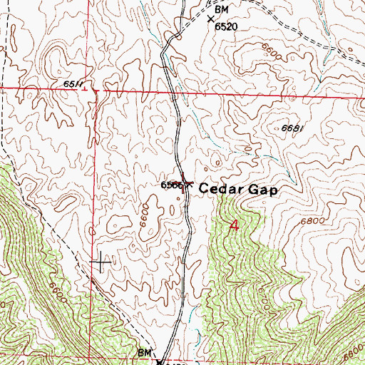 Topographic Map of Cedar Gap, WY