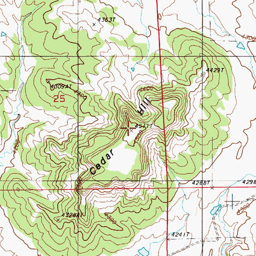 Topographic Map of Cedar Hill, WY