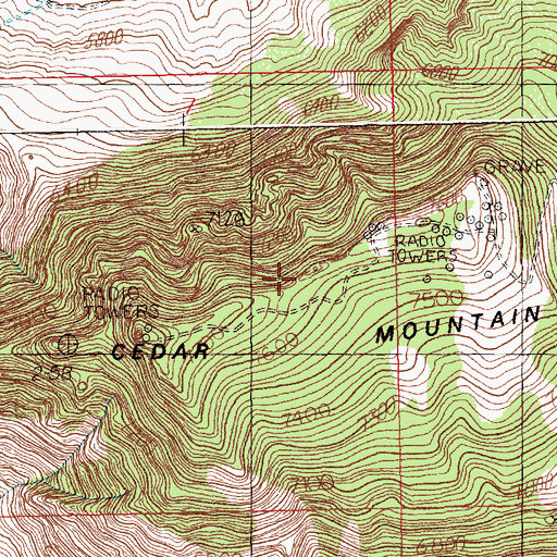 Topographic Map of Cedar Mountain, WY