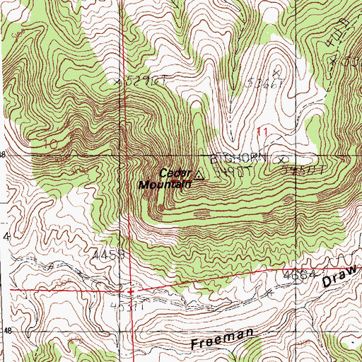 Topographic Map of Cedar Mountain, WY