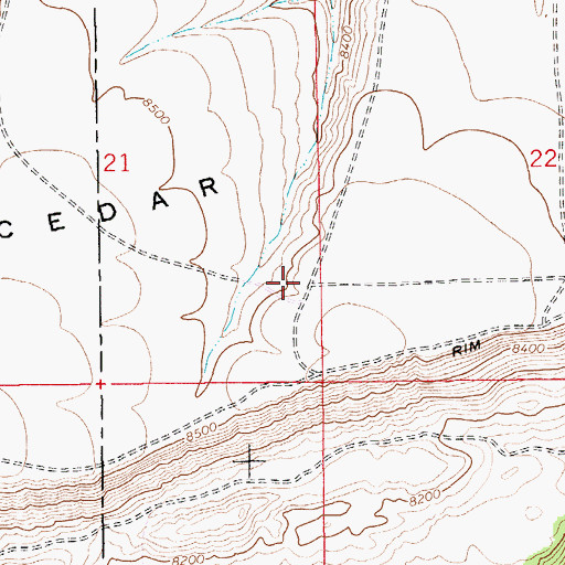 Topographic Map of Cedar Mountain, WY
