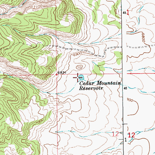 Topographic Map of Cedar Mountain Reservoir, WY