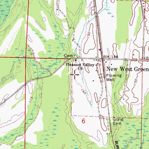 Topographic Map of Pleasant Valley Cemetery, AL