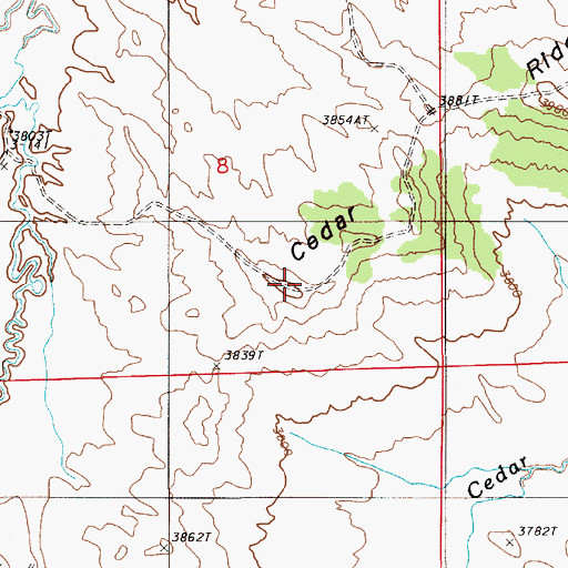 Topographic Map of Cedar Ridge, WY