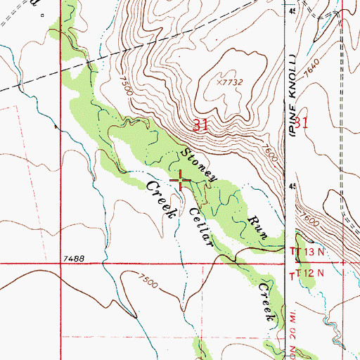 Topographic Map of Cellar Creek, WY
