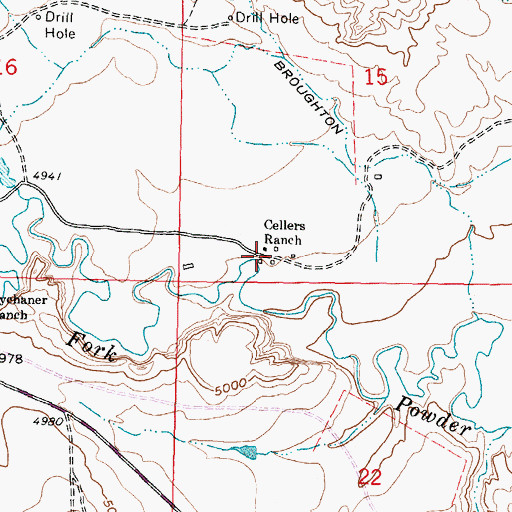 Topographic Map of Cellers Ranch, WY
