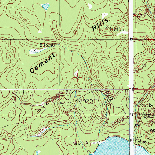 Topographic Map of Cement Hills, WY