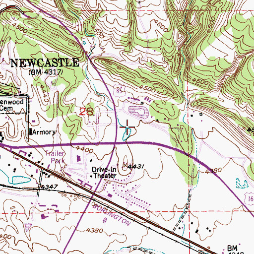 Topographic Map of Cemetery Creek, WY