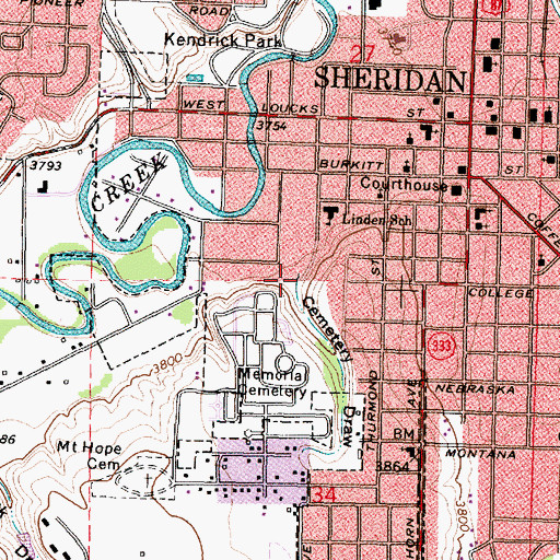 Topographic Map of Cemetery Draw, WY