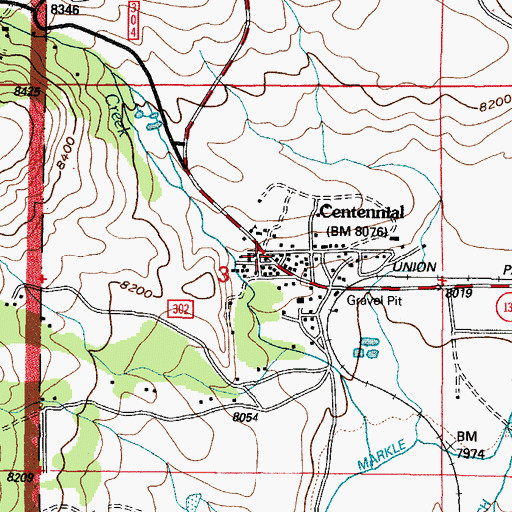 Topographic Map of Centennial, WY