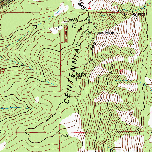 Topographic Map of Centennial Ridge, WY