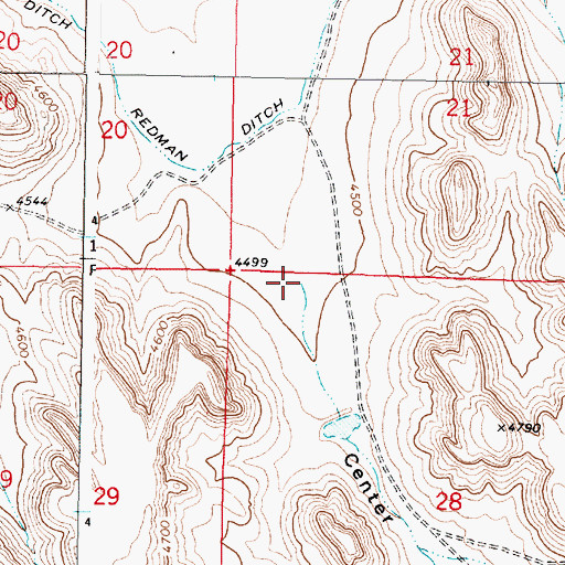 Topographic Map of Center Draw, WY