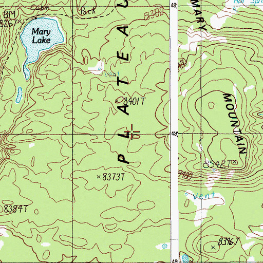 Topographic Map of Central Plateau, WY
