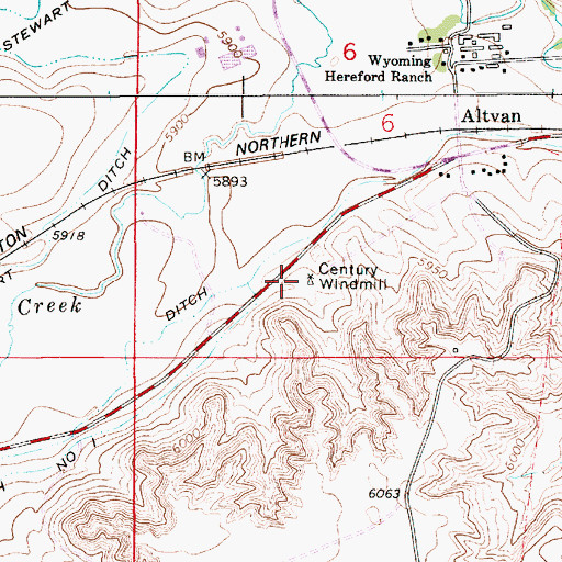 Topographic Map of Century Windmill, WY