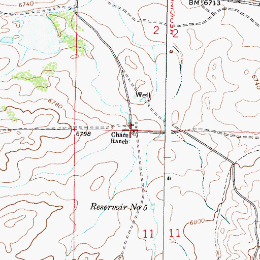Topographic Map of Chace Ranch, WY