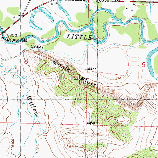 Topographic Map of Chalk Bluff, WY