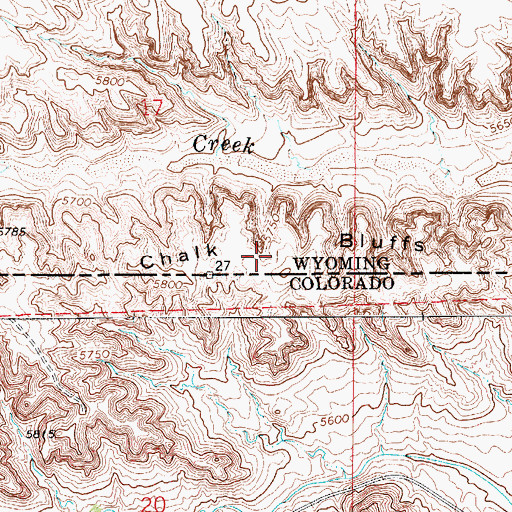 Topographic Map of Chalk Bluffs, WY