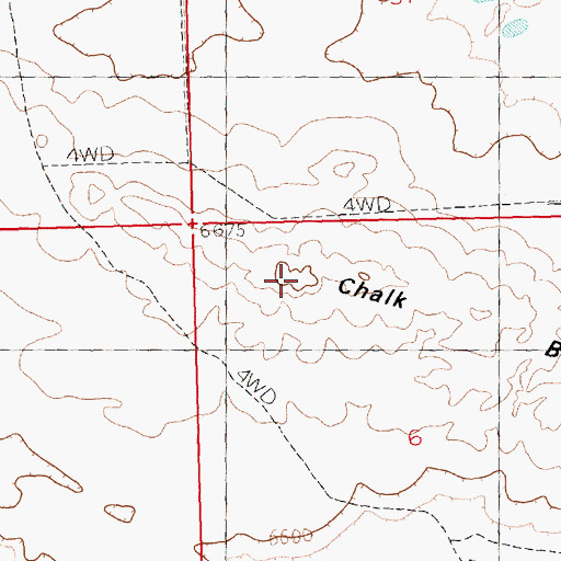 Topographic Map of Chalk Butte, WY