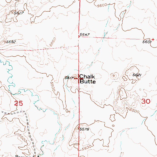 Topographic Map of Chalk Butte, WY