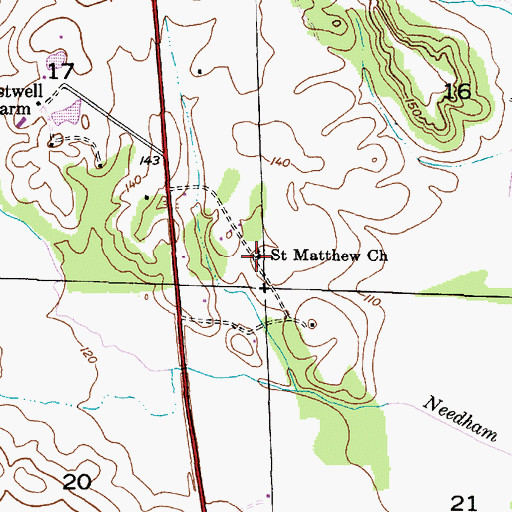 Topographic Map of Saint Matthew Cemetery, AL