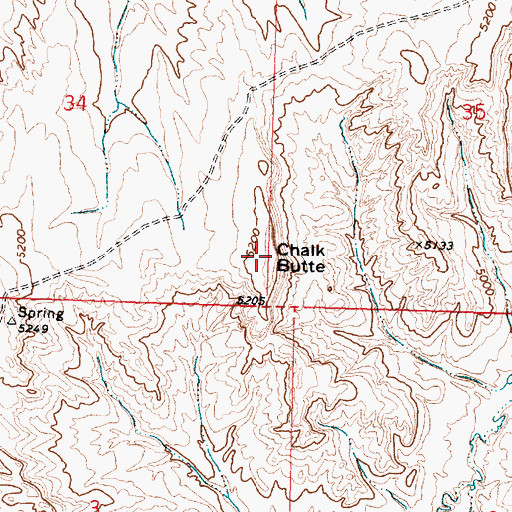 Topographic Map of Chalk Butte, WY