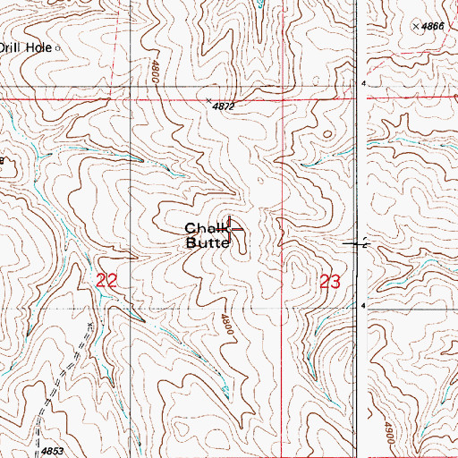 Topographic Map of Chalk Butte, WY