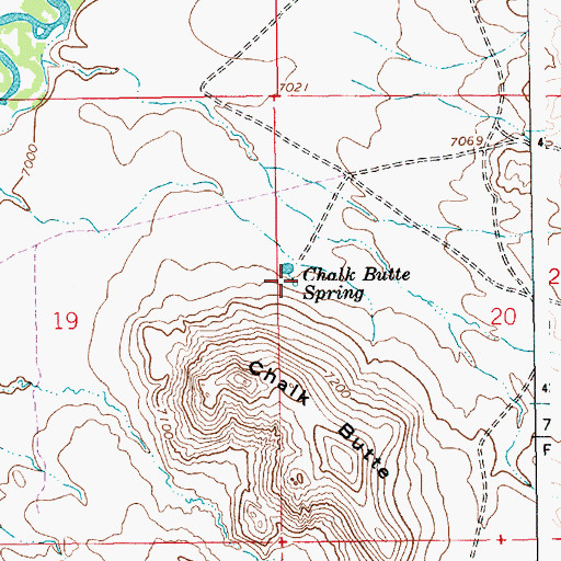 Topographic Map of Chalk Butte Spring, WY