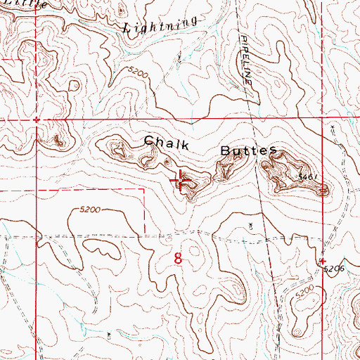 Topographic Map of Chalk Buttes, WY