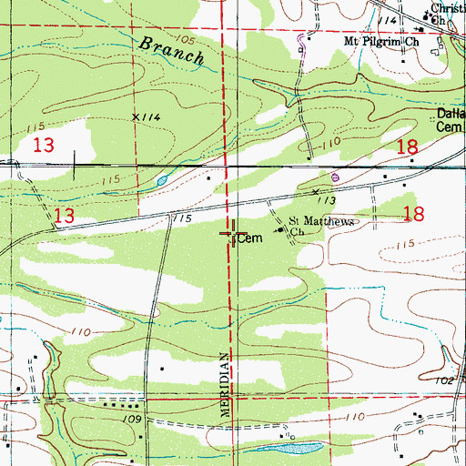 Topographic Map of Saint Matthew Cemetery, AL