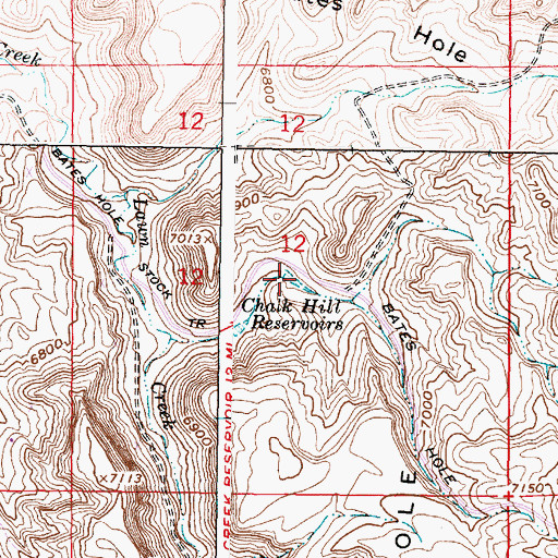 Topographic Map of Chalk Hill Reservoirs, WY