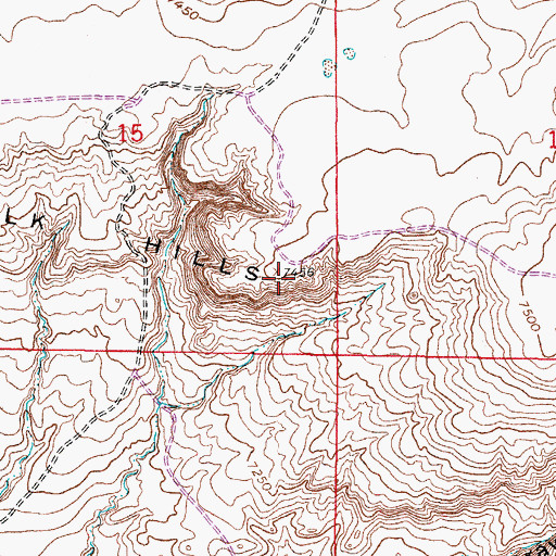 Topographic Map of Chalk Hills, WY