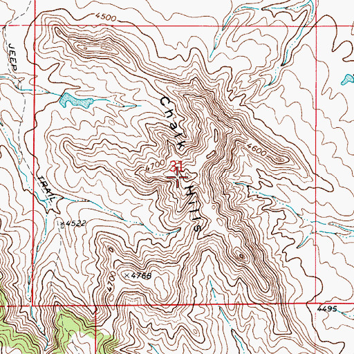 Topographic Map of Chalk Hills, WY