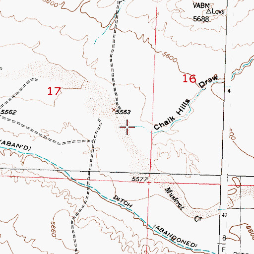 Topographic Map of Chalk Hills Draw, WY